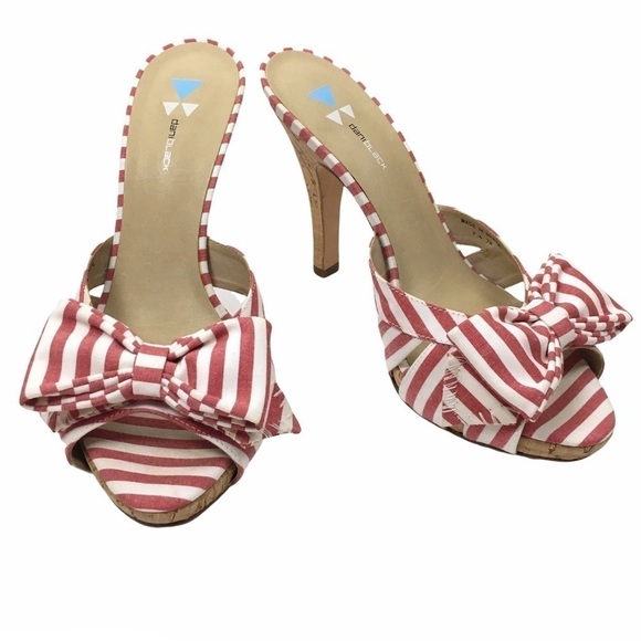 DANIBLACK Bow Heels Striped Patriotic Preppy Minnie Mouse Pinup Style Size 7 - Picture 1 of 16